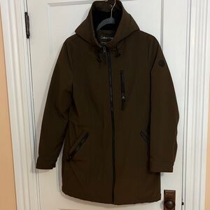 Calvin Klein Olive Brown Winter Jacket. Size M. Water resistant with inside